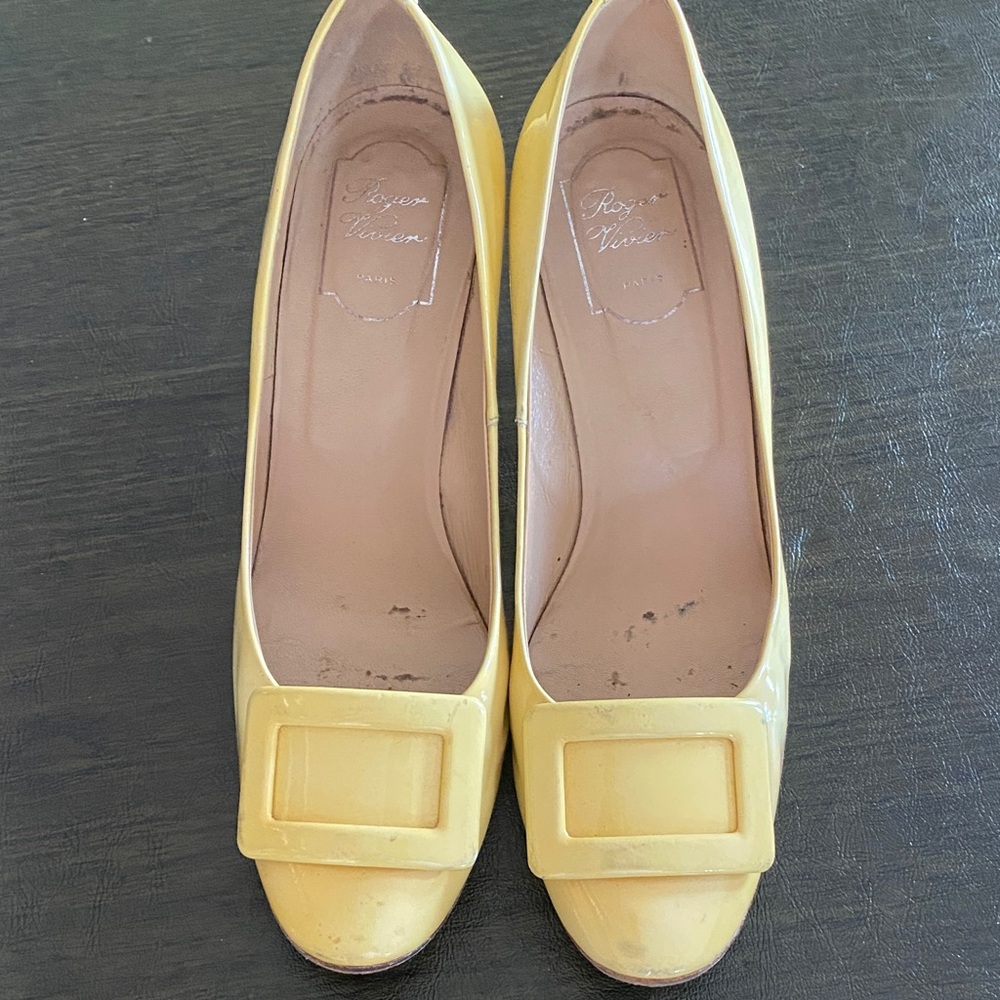 Roger Vivier Yellow Patent Leather Heels